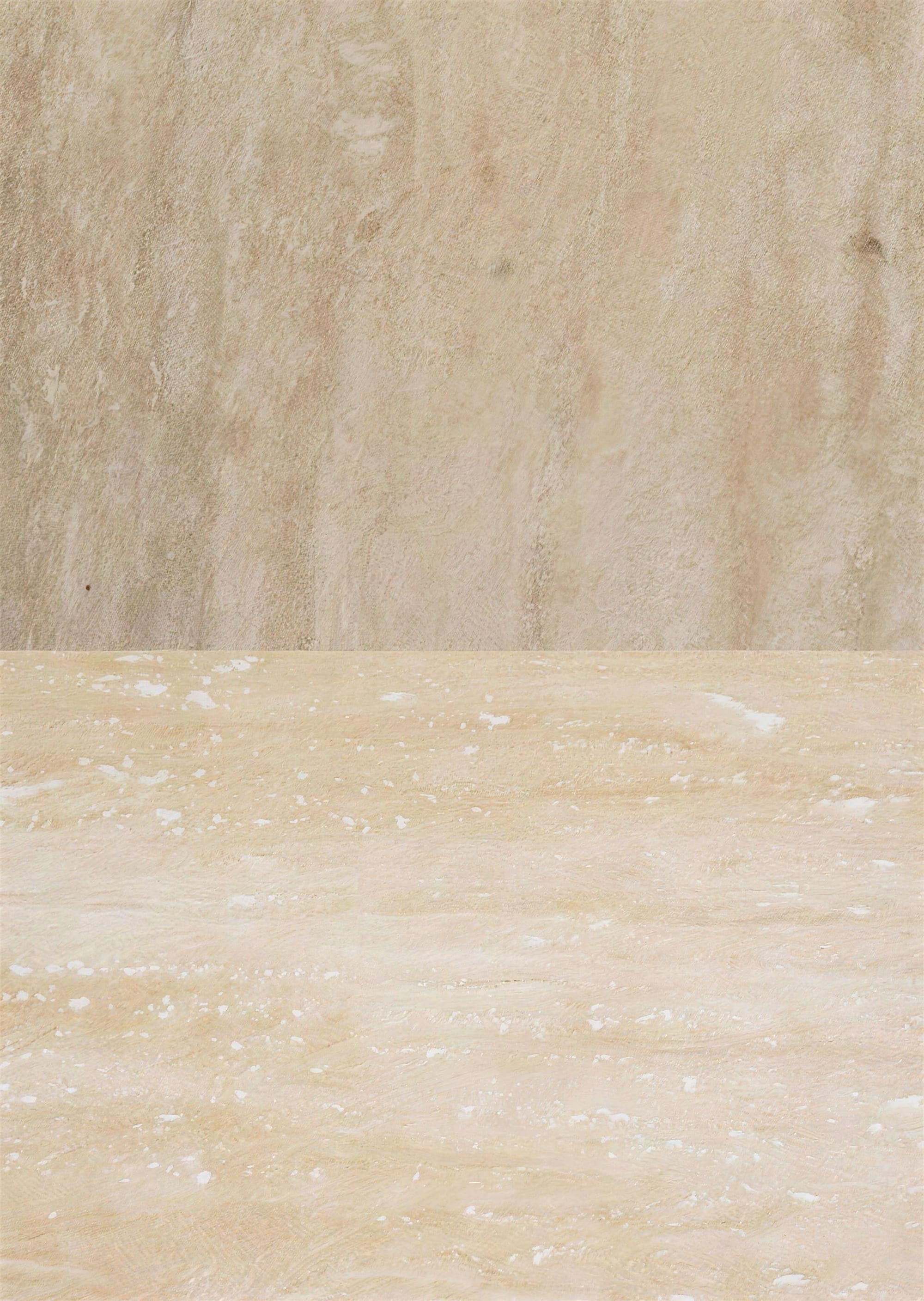 Ivory vein-cut: ivory-white travertine with soft, straight veins, honed, two samples