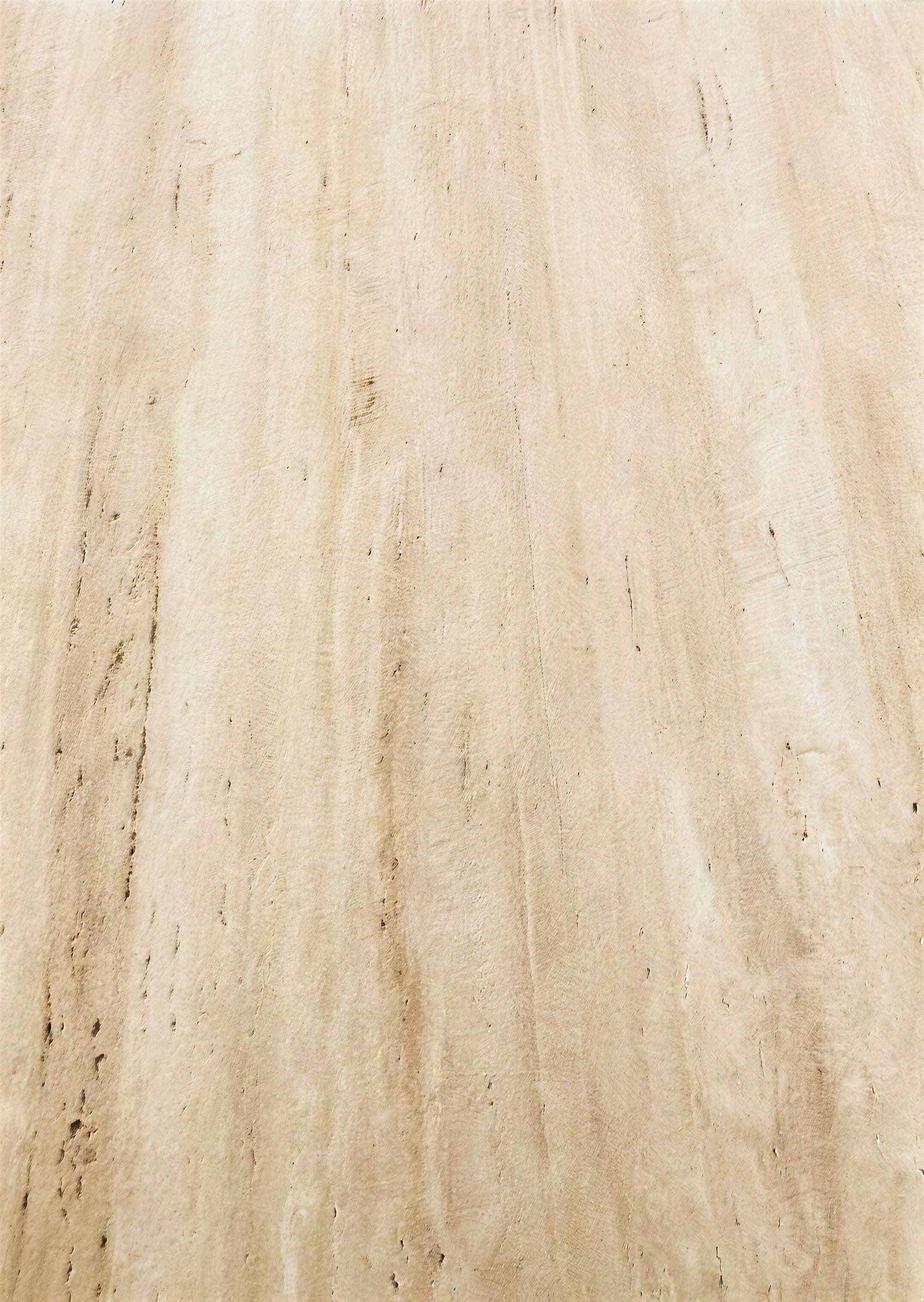 Light vein-cut: light cream travertine with thin, parallel beige veins, honed, close-up