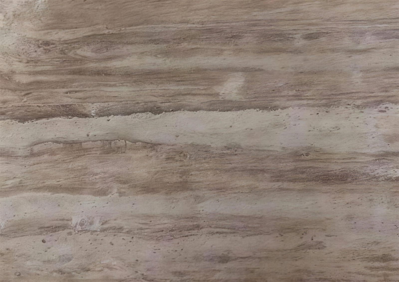 Moca vein-cut: taupe grey-brown travertine with straight, vertical veins, close-up