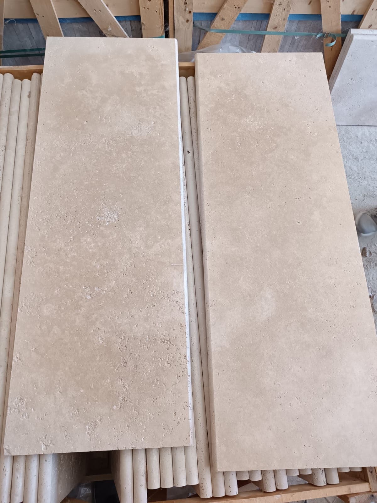 Zwembadrand Classic Mix, lange stukken: lange randstukken van 100 en 120 cm met bullnose